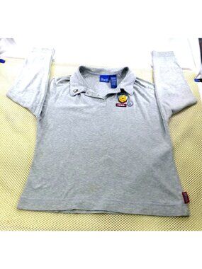 Disney Winnie The Pooh Gray Long Sleeve Polo  Henley Shirt XL‎ 1968 Embroidered